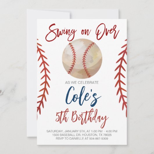 Honkbal Swing op Over Verjaardag Kaart (Voorkant)