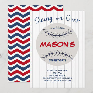 Honkbal Swing op Over Verjaardagsfeestuitnodiging Kaart