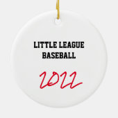 Honkbal Team Gepersonaliseerde NAAM Wit Rood Zwart Keramisch Ornament (Achterkant)