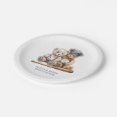 Honkbal Teddy Bears Twins Baby shower Papieren Bordje (Gekanteld)