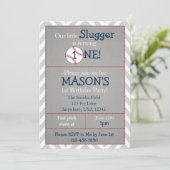 Honkbal thema 1e verjaardag uitnodiging (Staand voorkant)