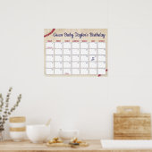 Honkbal Thema Baby Verjaardag Voorspelling Kalende Poster (Keuken)