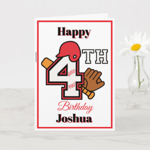 Honkbal thema Happy 4th Sport Verjaardag Groet Kaart