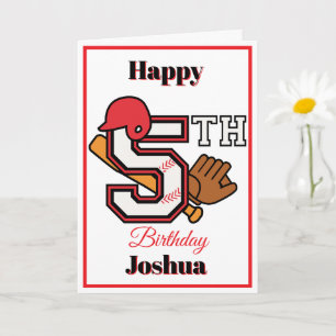 Honkbal thema Happy 5th Sport Verjaardag Groet Kaart