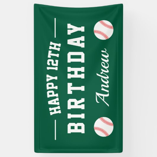 Honkbal thema Happy Birthday party custom Spandoek (Verticaal)