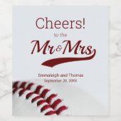 Honkbal Thema Proost Mr en Mrs Wedding Wijn Etiket (Enkel label)