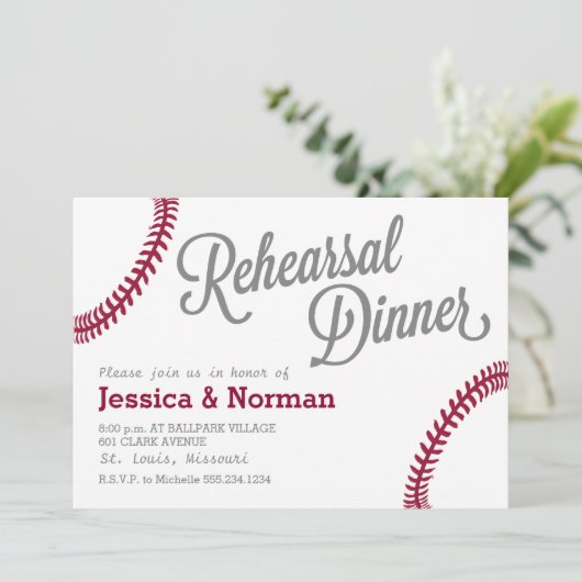 Honkbal thema repetitie Diner uitnodiging (Staand voorkant)