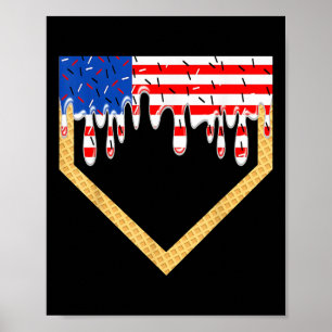 Honkbal thuisplaat druipende jongens ijs Amerikaan Poster