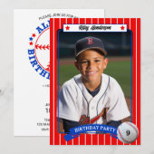 Honkbal Trading Kaart Verjaardagsfeestuitnodiging (Voorkant / Achterkant)