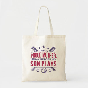 Honkbal Trotse moeder Ik bid voor mijn zoon speelt Tote Bag