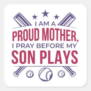Honkbal Trotse moeder Ik bid voor mijn zoon speelt Vierkante Sticker