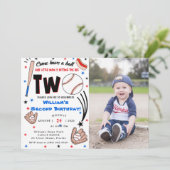 Honkbal Tweede 2e verjaardagsfeestje Kaart (Staand voorkant)