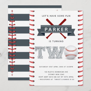 Honkbal tweede verjaardag jongen kaart