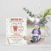Honkbal Tweede Verjaardagsfeestje Batter Up Kaart (Staand voorkant)