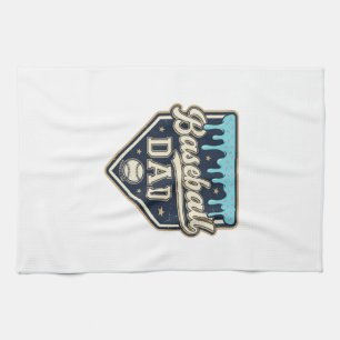 Honkbal Vader Druppelige Thuisplaat Vintage Vector Theedoek