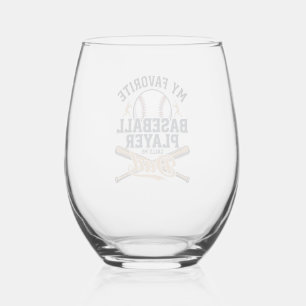 Honkbal Vader Favoriete Speler Vintage Shirt Ontwe Wijnglas Zonder Voet