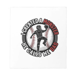 Honkbal Vader Monster Vintage Catcher T-shirt Ontw Notitieblok