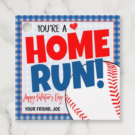 Honkbal Valentijn Gift Label (Voorkant)