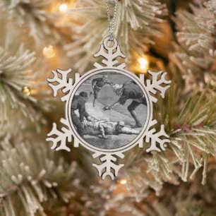  honkbal van Thure De Thulstrup, 1885 Tin Sneeuwvlok Ornament