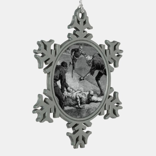 honkbal van Thure De Thulstrup, 1885 Tin Sneeuwvlok Ornament (Links)