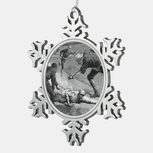  honkbal van Thure De Thulstrup, 1885 Tin Sneeuwvlok Ornament (Rechts)