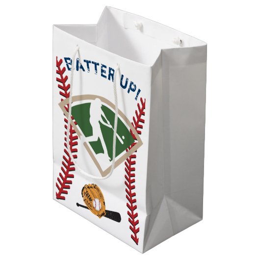 Honkbal Verjaardag Gift Bag Medium Cadeauzakje (Voorkant Gekanteld)