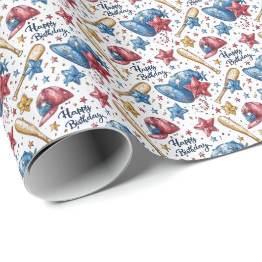 Honkbal Verjaardag Gift Wrap Boy Wrapping Paper Cadeaupapier (Rol Hoek)