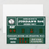 Honkbal Verjaardag|Scorebord| honkbal|kinder Kaart (Voorkant / Achterkant)