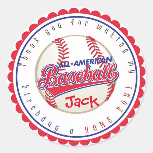 Honkbal Verjaardag Stickers (Voorkant)