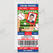 Honkbal Verjaardag Ticket Uitnodiging (Voorkant)