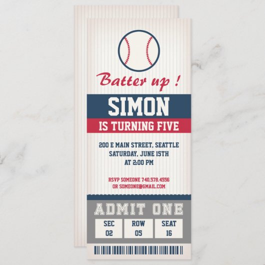 Honkbal Verjaardag Uitnodiging Verjaardag Party Bo (Voorkant / Achterkant)