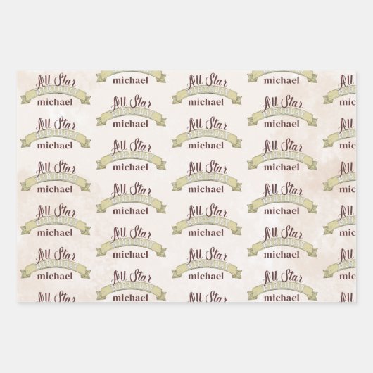 Honkbal Verjaardagsfeest Custom  Inpakpapier Vel (Voorkant)