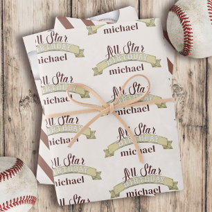 Honkbal Verjaardagsfeest Custom Inpakpapier Vel