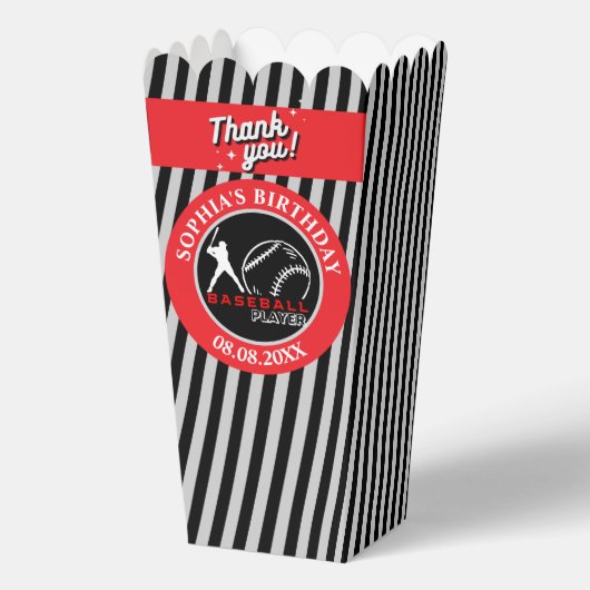 Honkbal Verjaardagsfeest, Honkbal Meisje Speler Bedankdoosjes (Achterkant)