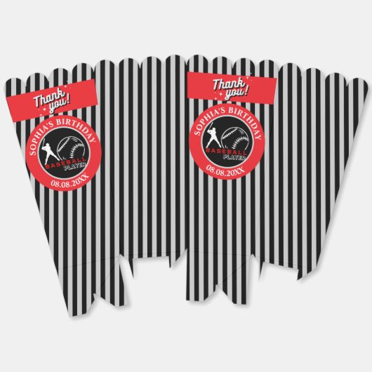 Honkbal Verjaardagsfeest, Honkbal Meisje Speler Bedankdoosjes (Ongevouwen)