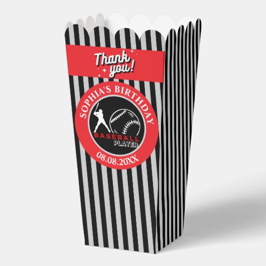 Honkbal Verjaardagsfeest, Honkbal Meisje Speler Bedankdoosjes (Voorkant)