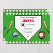 Honkbal verjaardagsfeest thuisplaat dank je kaart (Voorkant / Achterkant)