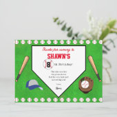 Honkbal verjaardagsfeest thuisplaat dankkaart bedankkaart (Staand voorkant)