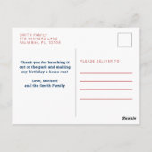 Honkbal verjaardagsfeestje bedankkaart briefkaart (Achterkant)