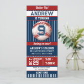 Honkbal Verjaardagsfeestuitnodiging Ticket Kaart (Staand voorkant)