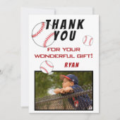 Honkbal verjaardagsfoto kinderen bedankkaart (Voorkant)