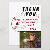 Honkbal Verjaardagsfoto Kinderen Bedankkaart (Voorkant / Achterkant)