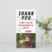 Honkbal Verjaardagsfoto Kinderen Bedankkaart (Staand voorkant)