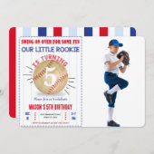 Honkbal verjaardagsfoto uitnodiging (Voorkant / Achterkant)