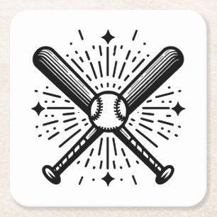 honkbal vintage vierkante kartonnen onderzetter