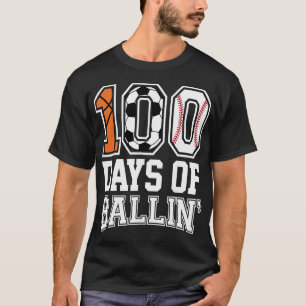 Honkbal Voetbal Basketbal 100 dagen school T-shirt