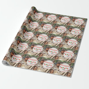 Honkbal voor kerst met naam voor kinderen cadeaupapier