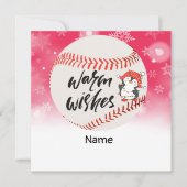 Honkbal warme wensen met pinguïn grappige speler feestdagenkaart (Voorkant)