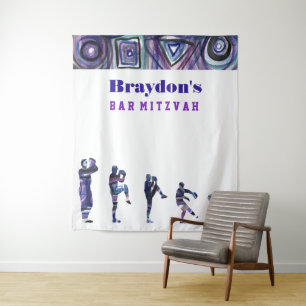HONKBAL WATERVERF Bar Mitzvah Foto op achtergrond Wandkleed