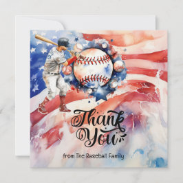 Honkbal waterverf voor 4 juli Onafhankelijkheidsda Bedankkaart